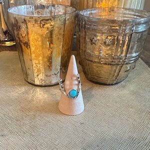 *FREE GIFT GIVEAWAY** NEW silvery faux turquoise ring, antler design
size 6.0